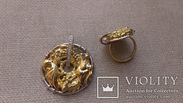 Кольцо и подвес копия Karrera y Karrera золото 585, бриллианты., фото №2