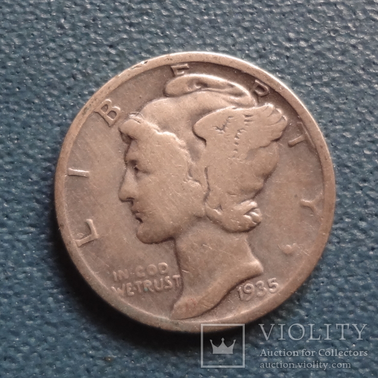 10 центов 1935  США  серебро   (Z.2.2)~, фото №2