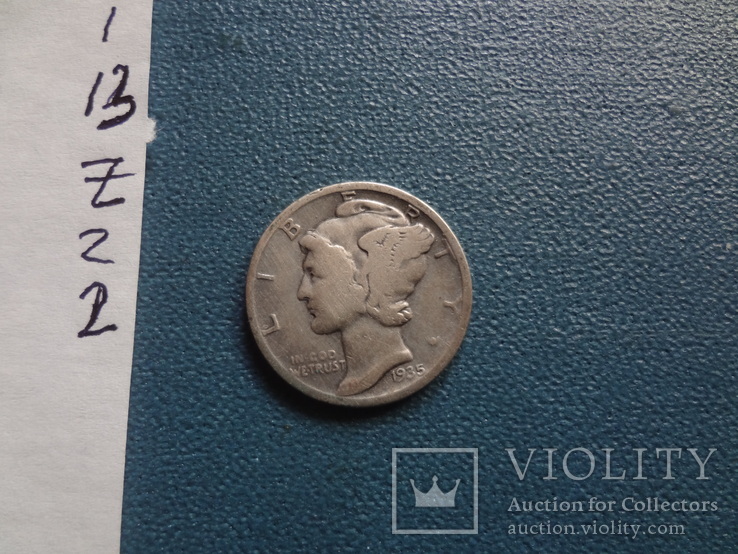 10 центов 1935  США  серебро   (Z.2.2)~, фото №5