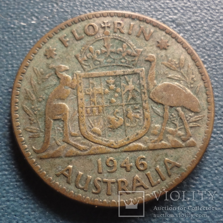 Флорин 1946 Австралия  серебро   (Z.2.13)~, фото №2