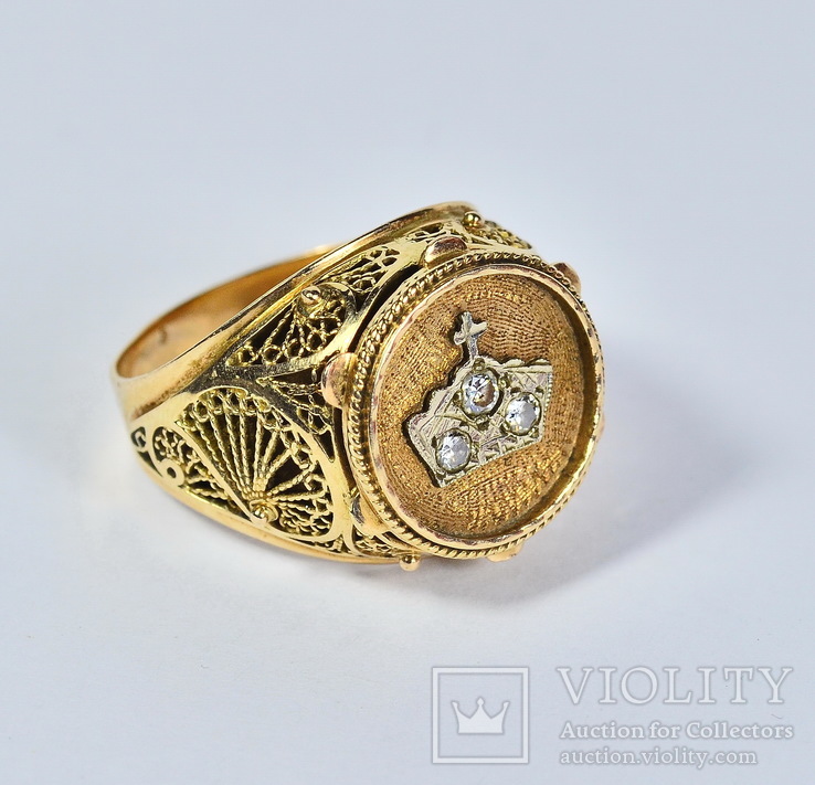 Мужской перстень с бриллиантами 10.76 гр., фото №2