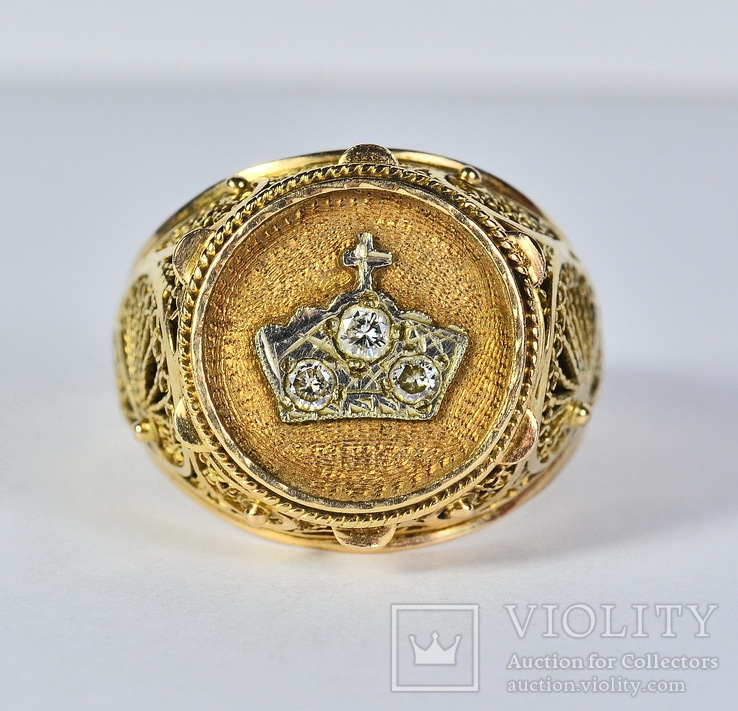 Мужской перстень с бриллиантами 10.76 гр., фото №3