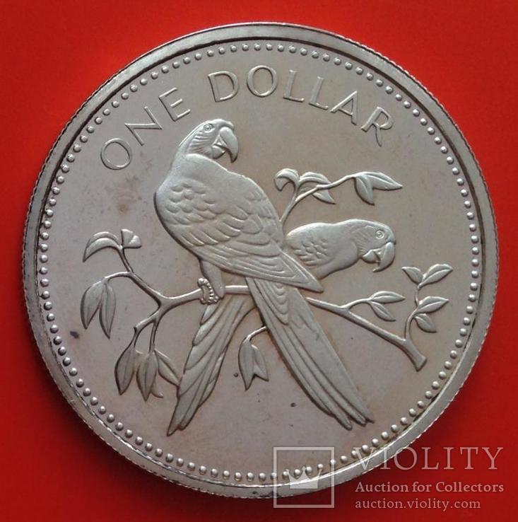 Белиз 1 доллар 1974 серебро 925 Птицы, фото №2