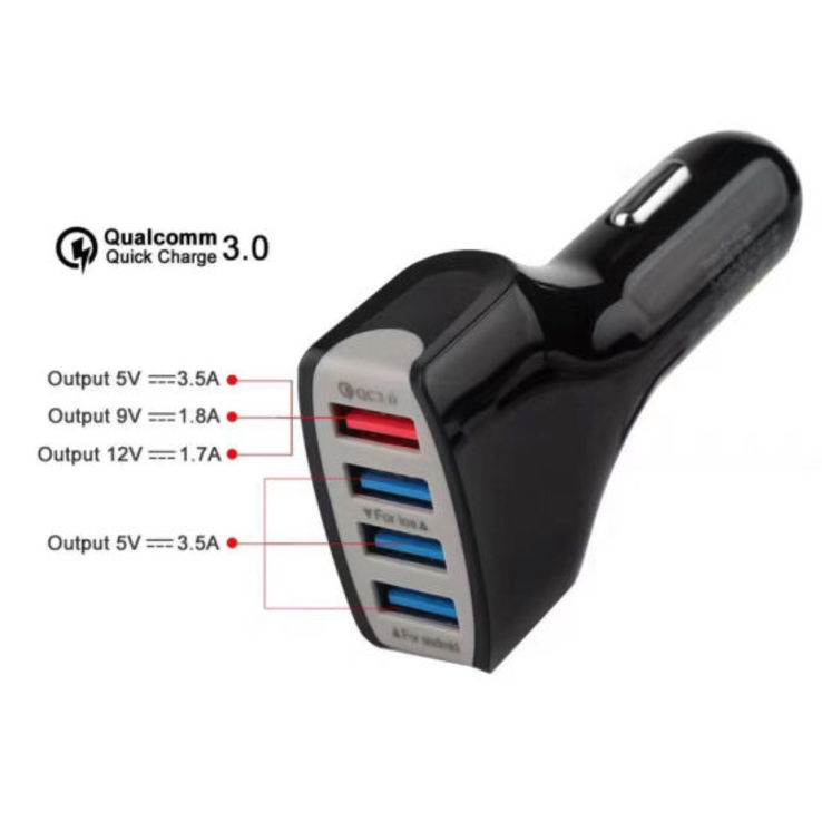 Автомобильное зарядное USB-устройство UKC 7A Quick Charge 4USB, фото №3