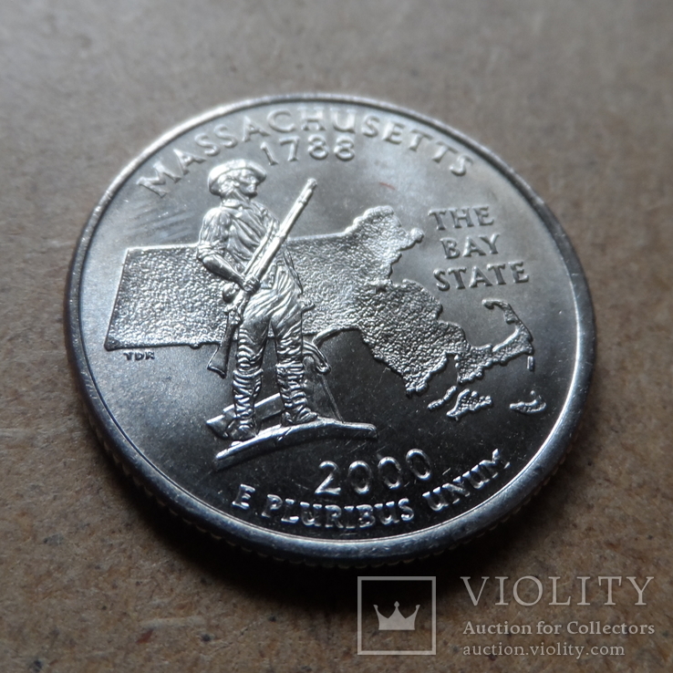 25 центов 2000 Массачусетс UNC   (9.1.4)~, фото №2