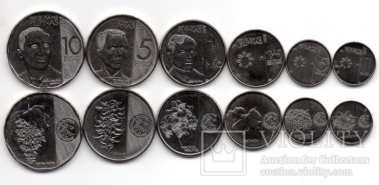 Philippines Филиппины - 1 5 25 Centimo 1 5 10 Piso 2017 UNC набор 6 монет JavirNV