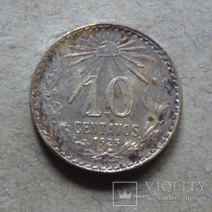10 сентаво 1925  Мексика серебро, фото №2