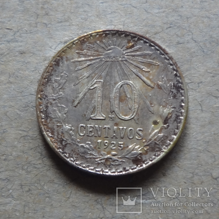 10 сентаво 1925  Мексика серебро, фото №3