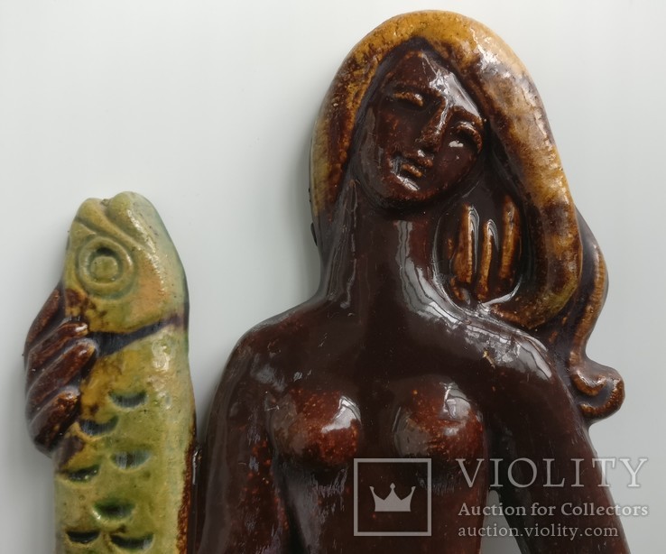 Панно керамика Девушка с рыбой, фото №3
