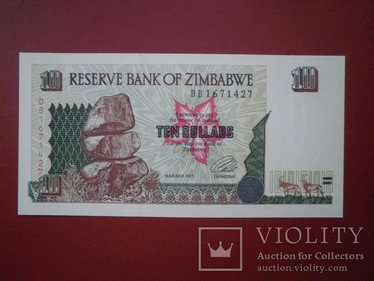 Зімбабве 1997 рік 10 доларів UNC.