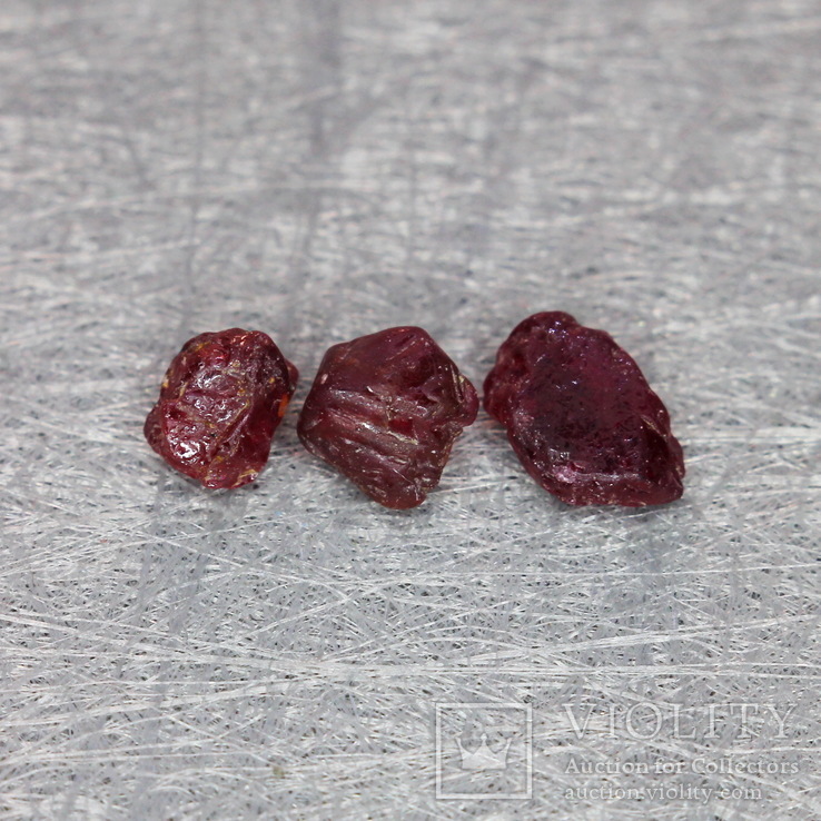 3 природных не гретых кристалла рубина 2.25ст Мадагаскар, фото №4