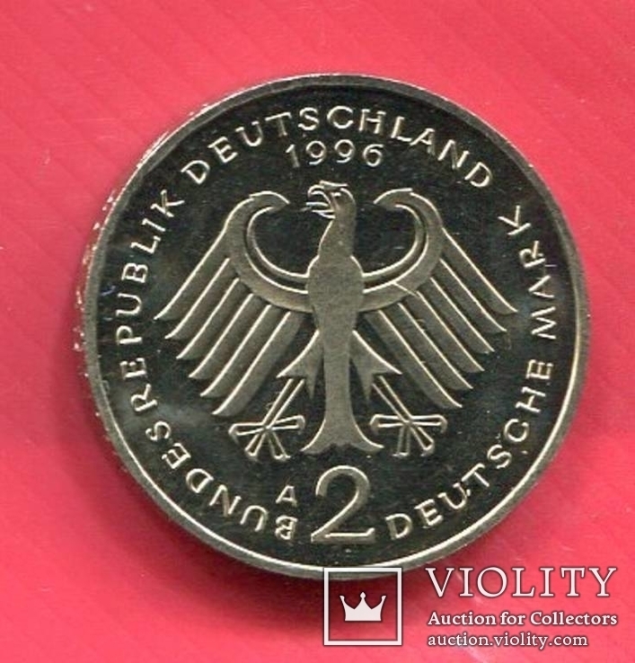 Германия 2 марки 1996 aUNC Вилли Брандт, фото №3