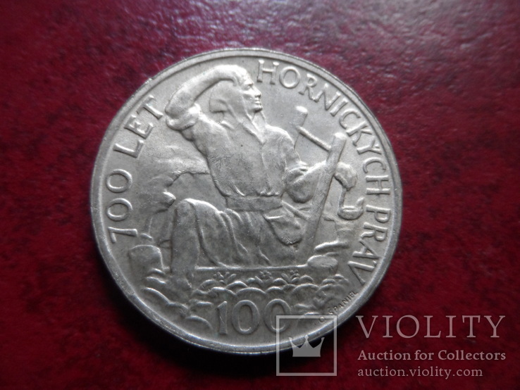 100 крон  1949  Чехословакия  серебро    (А.2.12)~, фото №2