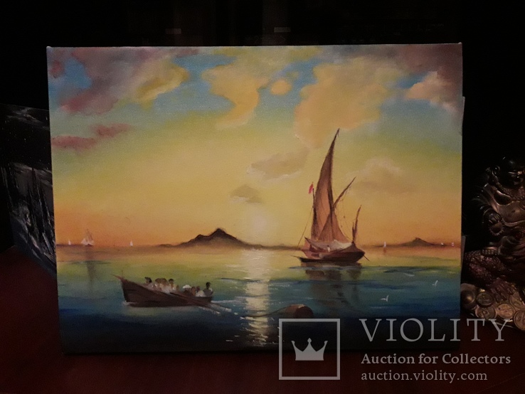 Картина маслом на холсте море свободная копия Айвазовского, фото №3