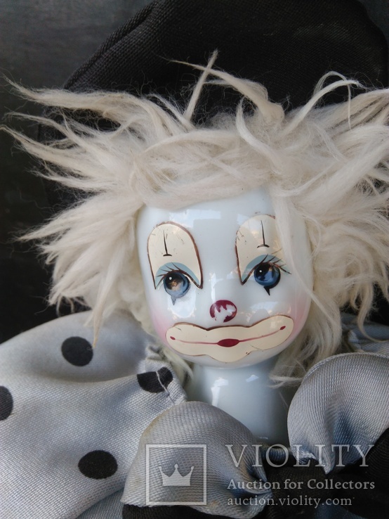 Кукла клоун с фарфоровой головой, ручками и ножками, фото №3