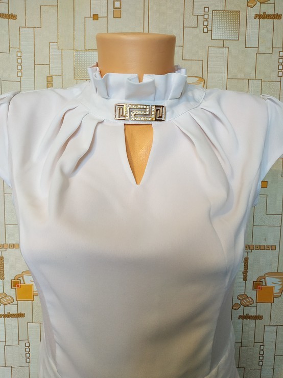 Блуза MODUS с брошью шифон стрейч p-p L(маломерит), фото №4