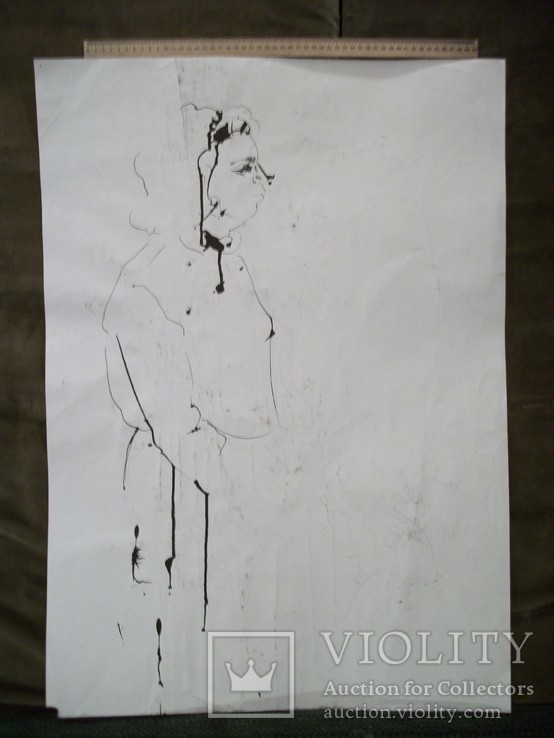23 Картина. Абстрактная женская фигура в технике подтеков. Размер 85*61 см, фото №7
