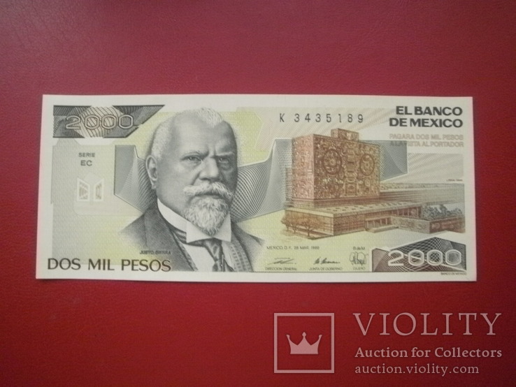Мексика 1989 рік 2000 песос UNC., фото №3