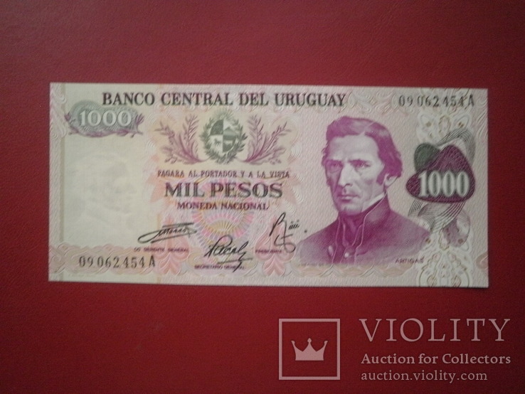 Уругвай 1974 рік 1000 песос UNC., фото №2