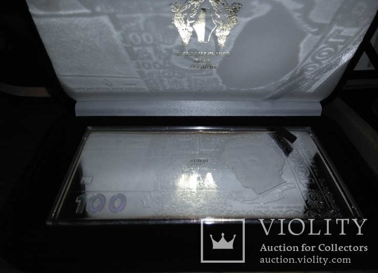 Банкнота (пластина) 100 грн. Серебро, фото №4