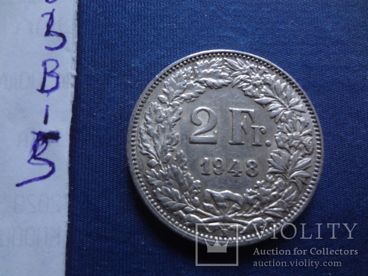 2 франка 1948  Швейцария  серебро    (В.1.5)~, фото №4