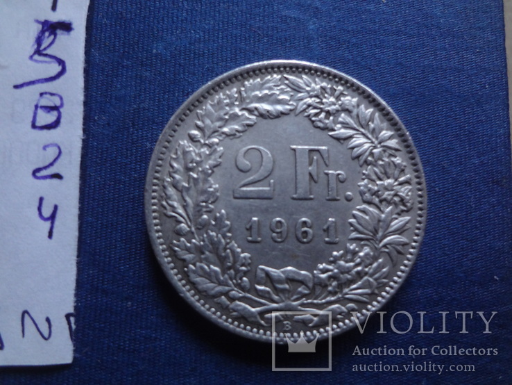2 франка 1961  Швейцария  серебро    (В.2.4)~, фото №5