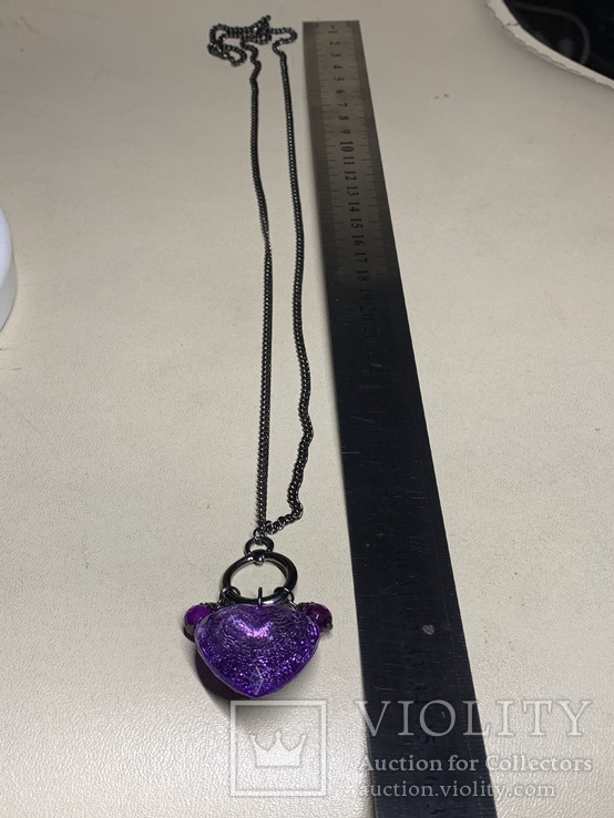 Фиолетовый кулон в виде сердца не пластик, фото №5