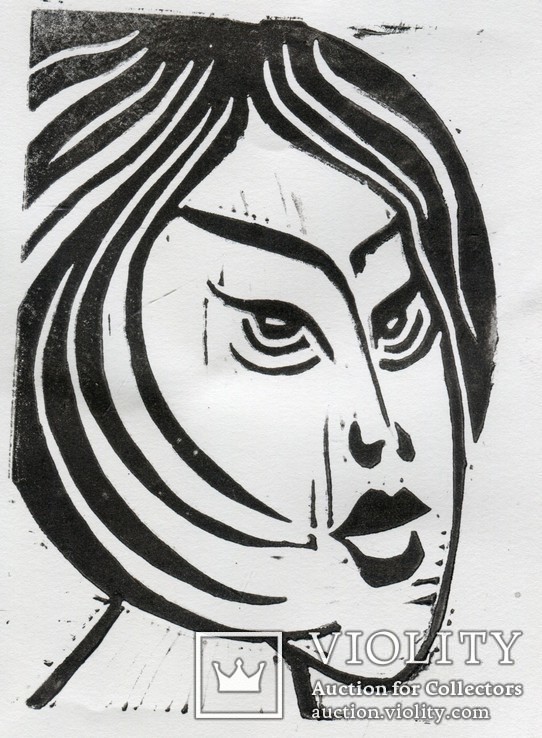 Портрет жінки ліногравюра, фото №2