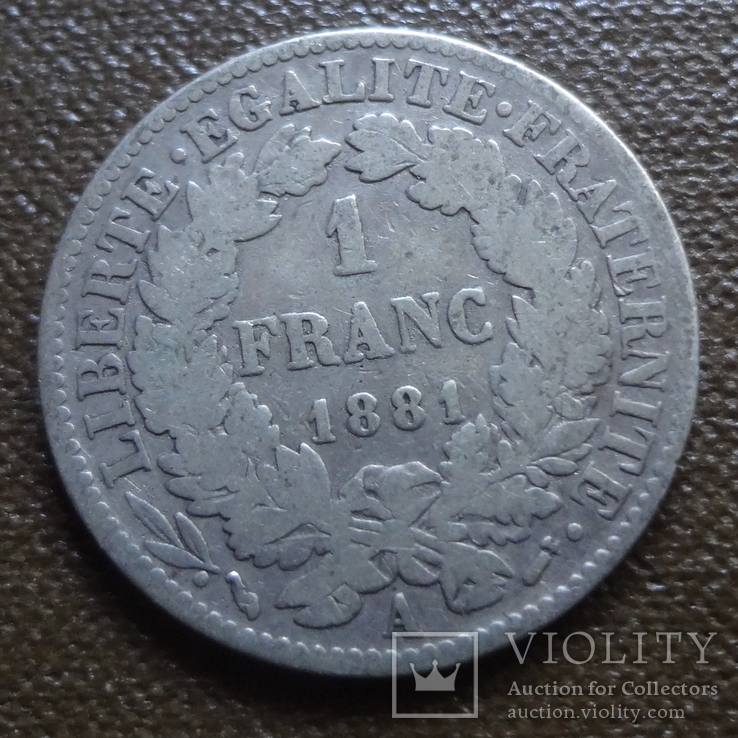 1 франк 1881  Франция   серебро     (А.7.20)~, фото №4