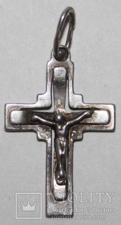 Серебрянный католический крестик 925 проба, фото №2