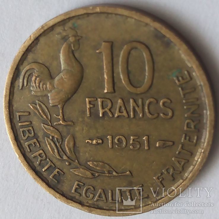 Франция 10 франков 1951, фото №2
