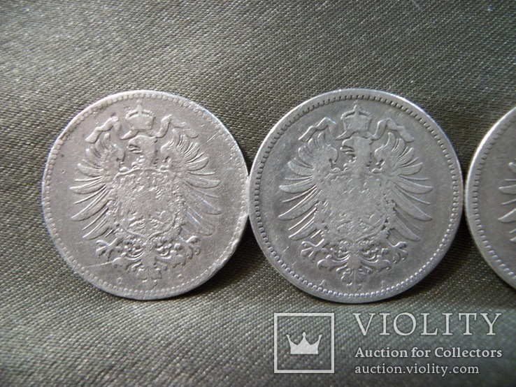 1 марка Германия 1874, 1875 и 1876 год, серебро, фото №6