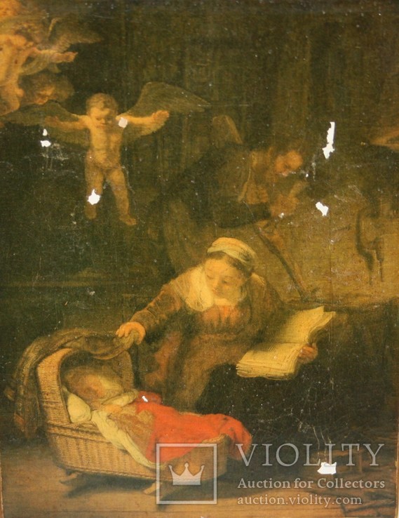 3.Картина-репродукция Х.В.Р.Рембранта "Святое семейство" 1970-х.,под лаком., фото №4