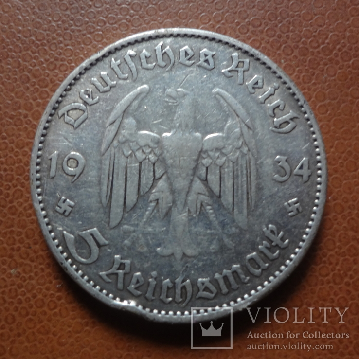 5  марок 1934  J   Германия серебро (М.9.15)~, фото №3