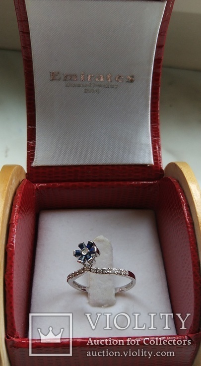 Кольцо из белого золота с сапфирами и бриллиантами, фото №6