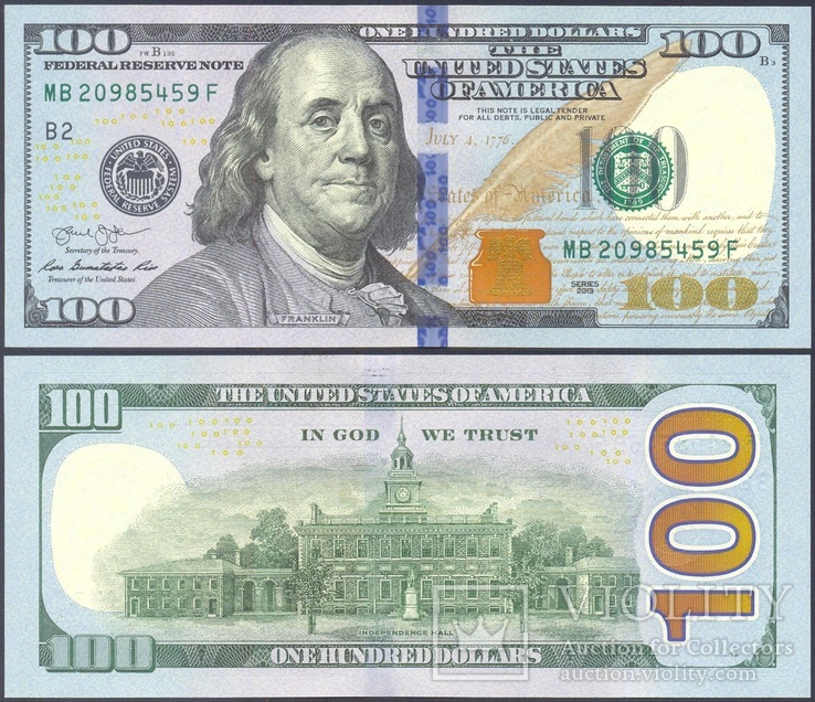 США - 100 $ долларов 2013 - New York (B2) - UNC, Пресс, фото №2