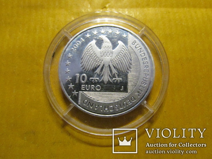Германия 10 евро 2004 г. серебро фауна птица гуси карта, фото №5