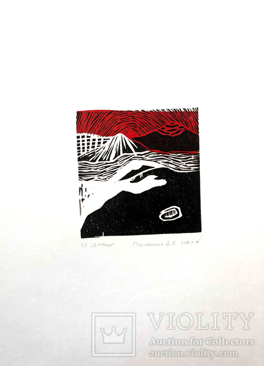 From the darkness Linocut, фото №3