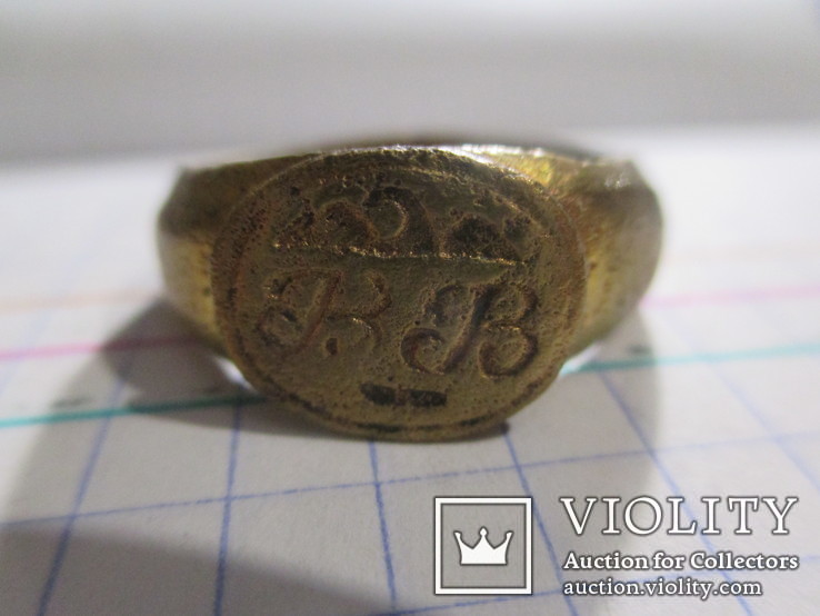 Старинный перстень-печатка с орлом и инициалами, фото №6