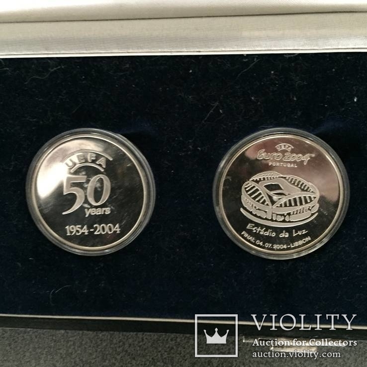 Памятный комплект серебряных медалей-монет посвященных 50-летию УЕФА, Европа., фото №5