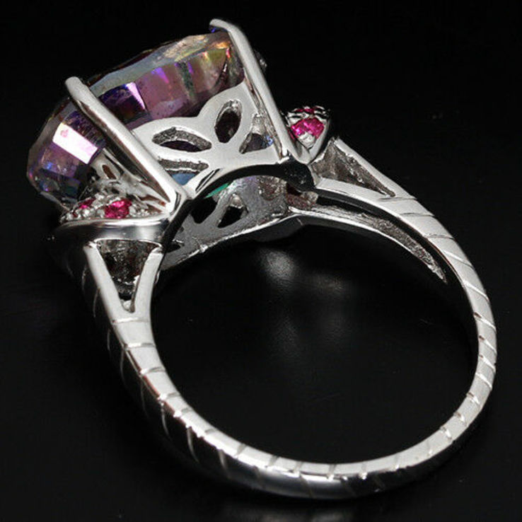 Кольцо серебряное 925 натуральный мистик кварц, рубин., фото №3