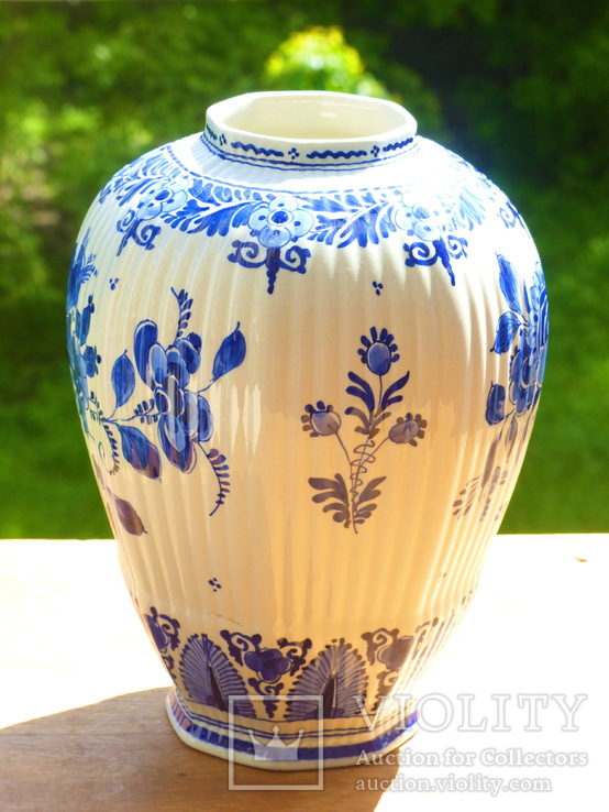 Ваза голландия - Antique 1907 De Porceleyne Fles Royal Delft Vase, фото №4