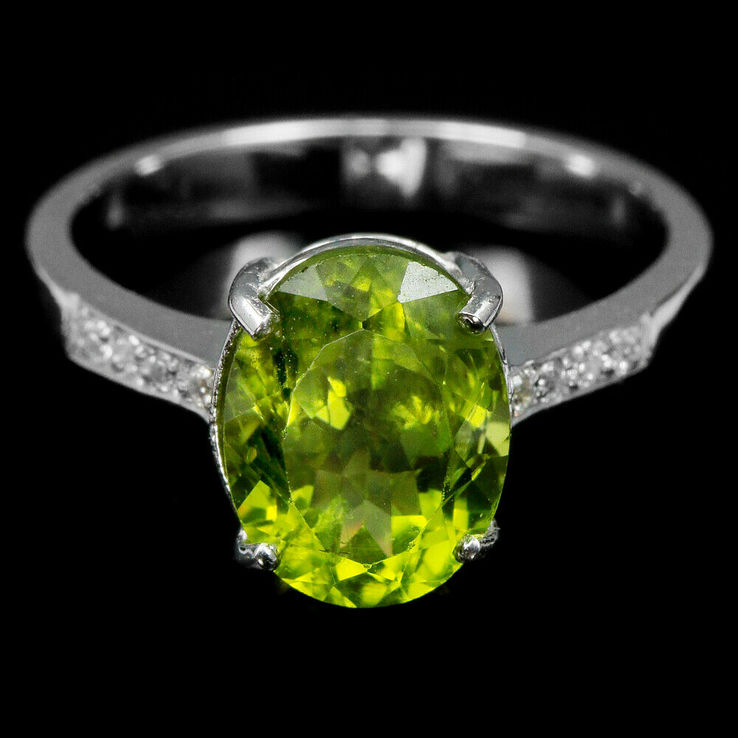 Pierścionek srebrny 925 naturalny peridot, cyrkon., numer zdjęcia 2