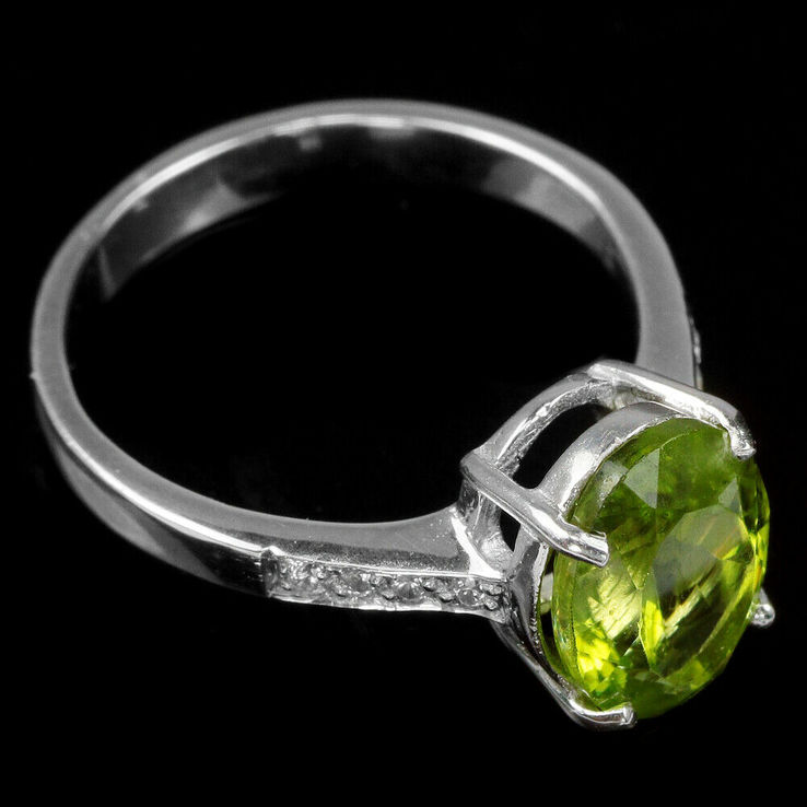 Pierścionek srebrny 925 naturalny peridot, cyrkon., numer zdjęcia 4