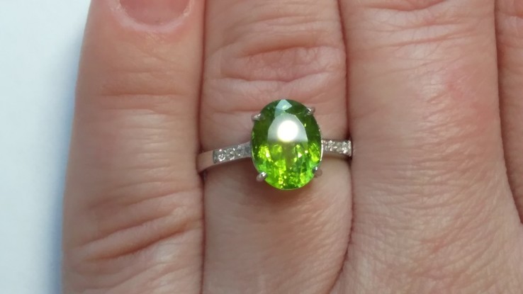 Pierścionek srebrny 925 naturalny peridot, cyrkon., numer zdjęcia 5