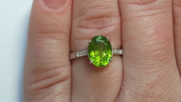 Pierścionek srebrny 925 naturalny peridot, cyrkon., numer zdjęcia 6