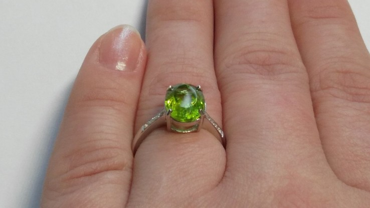 Pierścionek srebrny 925 naturalny peridot, cyrkon., numer zdjęcia 7