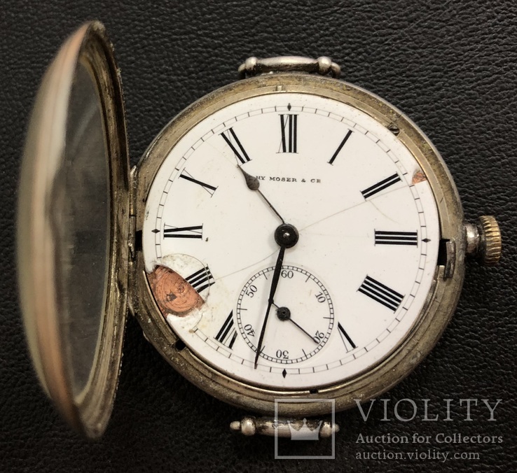 Серебряные карманные часы MOSER 84 пробы, фото №7