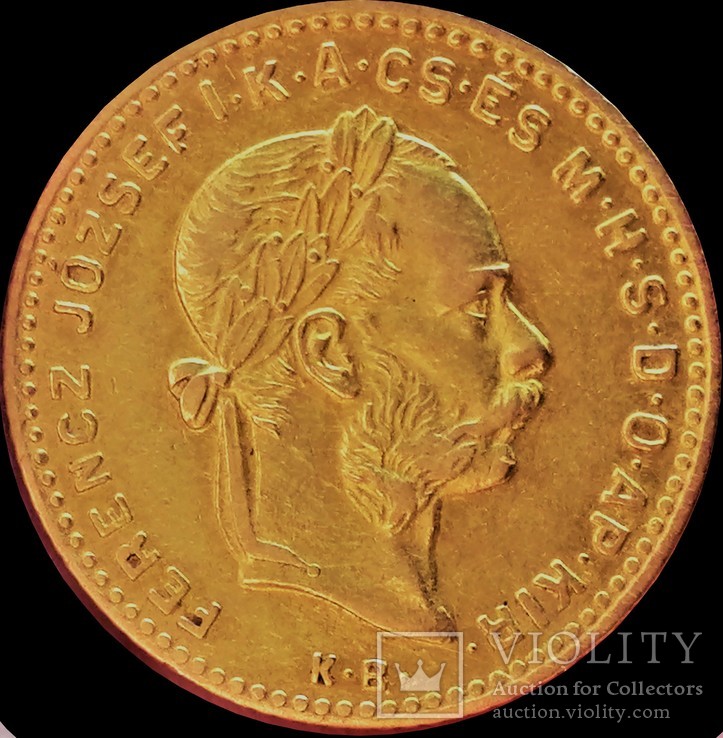10 франків - 4 форинти 1888 року, Австро-Угорщина (перевиставлення, невикуп), фото №2