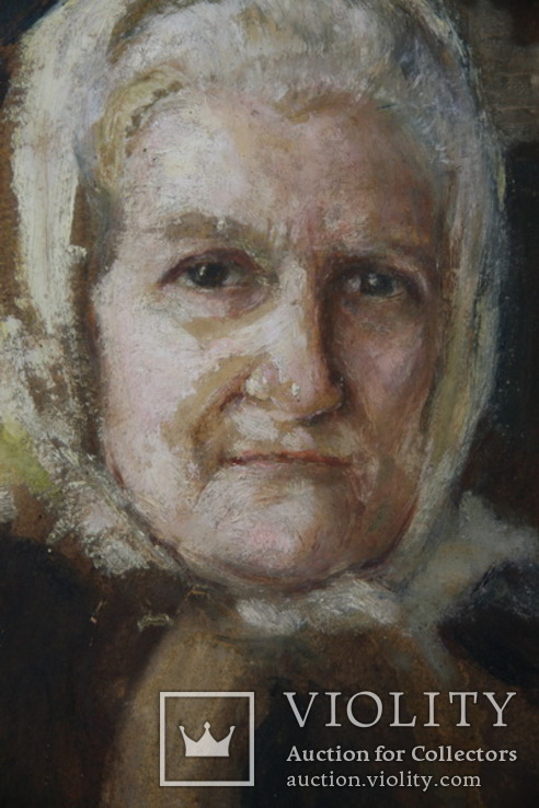Портрет бабушки. Картон, масло. Размер 44х37 см., фото №3